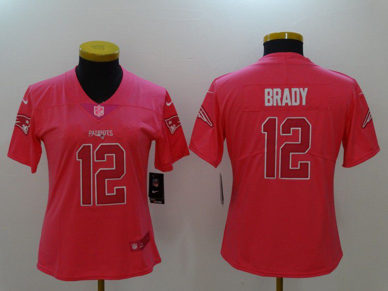 Women New England Patriots #12 Brady Pink Nike Vapor Untouchable Limited NFL Jerseys->->Women Jersey